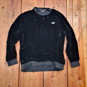Team Wang Black Velvet Sweatshirt Long Sleeve Crewneck Logo Size 1